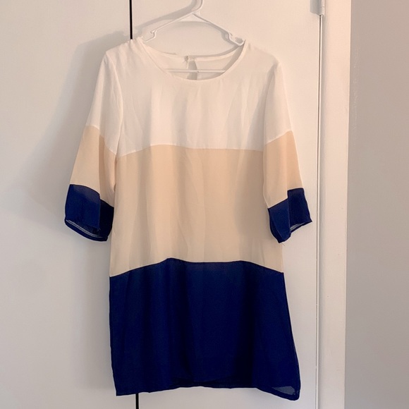 Sheer Color Block Shift Dress, Small - Picture 1 of 1